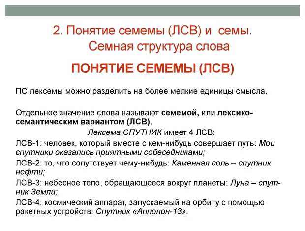 Что такое лексико семантический вариант слова