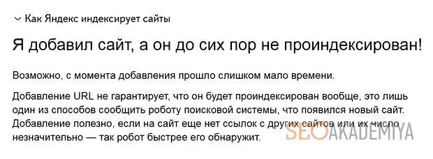 Как быстро сайт появляется в поисковике