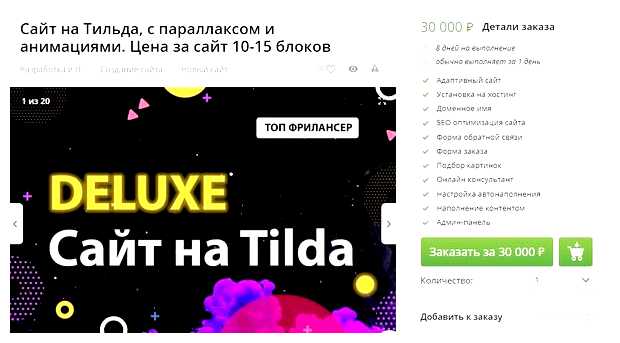 Сколько берут за создание сайта на Тильде