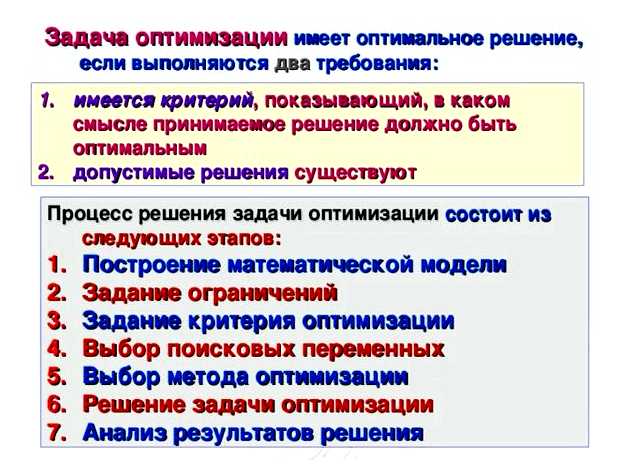 В чем состоит задача оптимизации